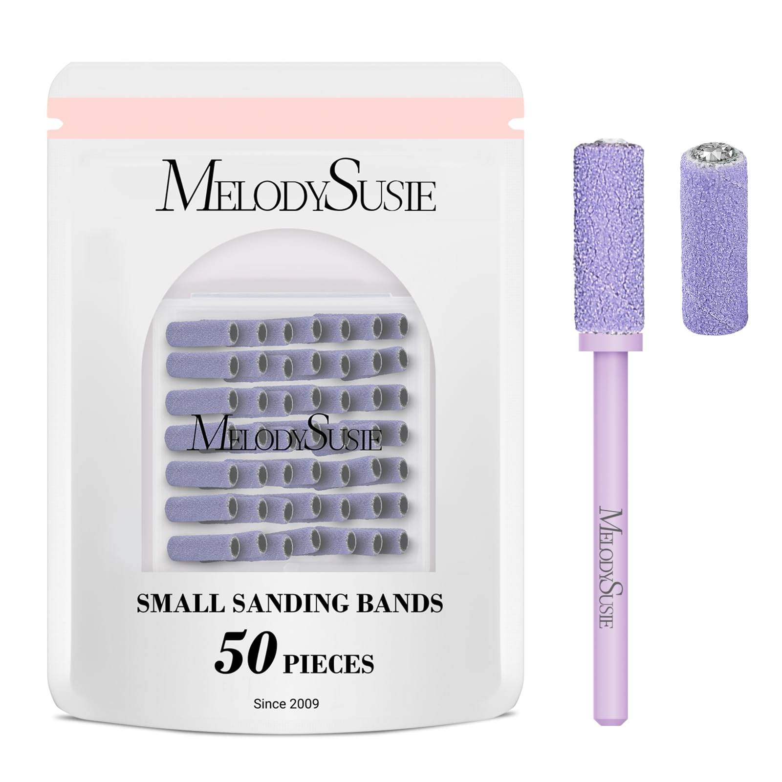 MelodySusie 50 Pcs Nail Drill Bits Small Sanding Bands with 3.1mm Mandrel Bit, 240 Extreme Fine Grit Nail File for Acrylic Nails