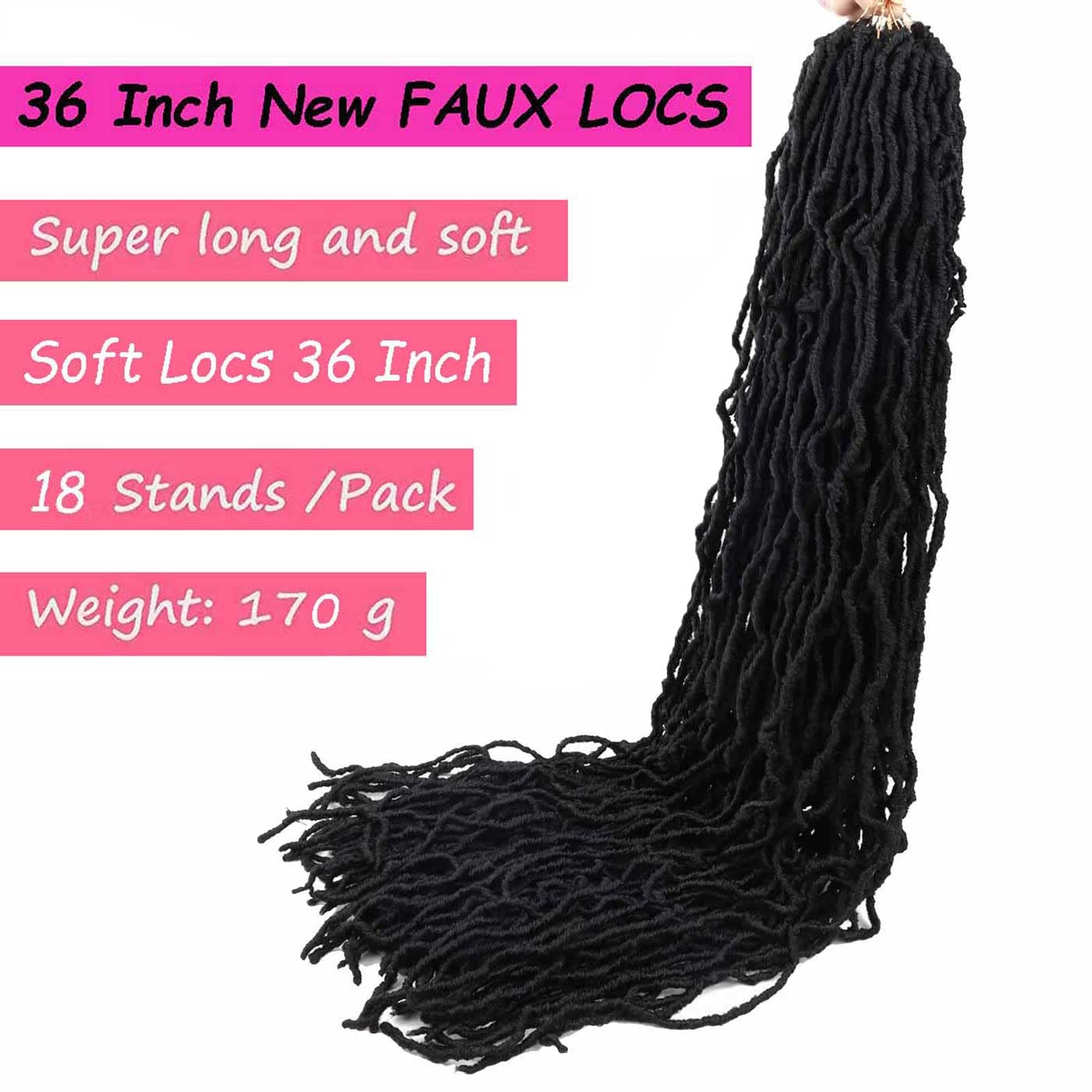 6 Packs 36 Inch Soft Locs Crochet Hair Pre Looped Long Faux Locs Crochet Braids Goddess Locs Dreadlocs Synthetic Hair For Black