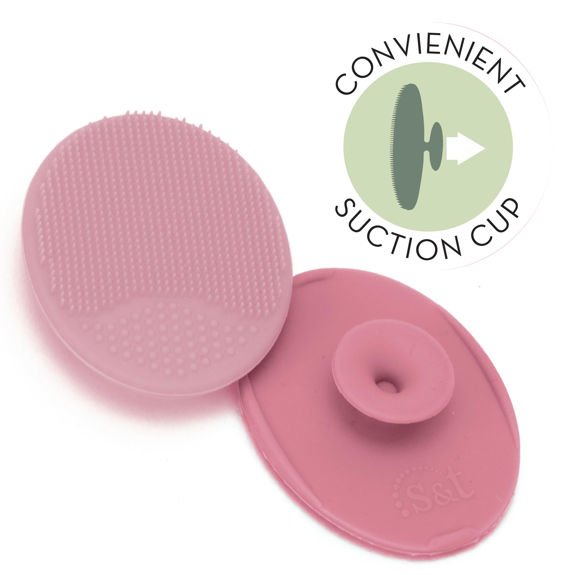 S&T Inc. Exfoliating And Massaging Cradle Cap Bath Brushes For Baby, Silicone - 2 Inch X 2.5 Inch, Pink, 2 Pack