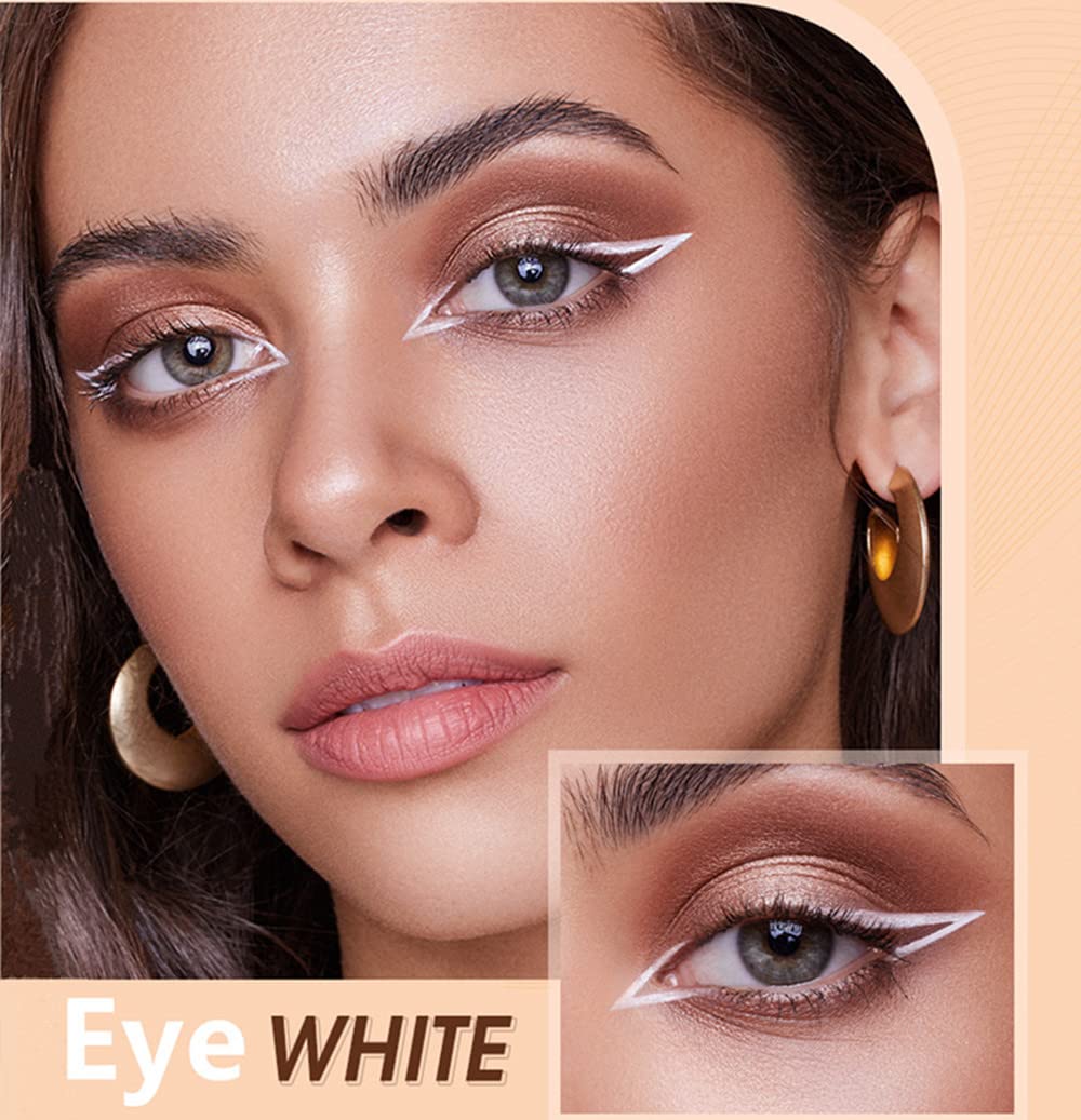 Go Ho 12 Pcs White Eyebrow Eyeliner Pencils,White Eyeshadow Makeup Pen,Sweatproof Eye Highlighter Makeup Pencil,Long-Lasting Nic