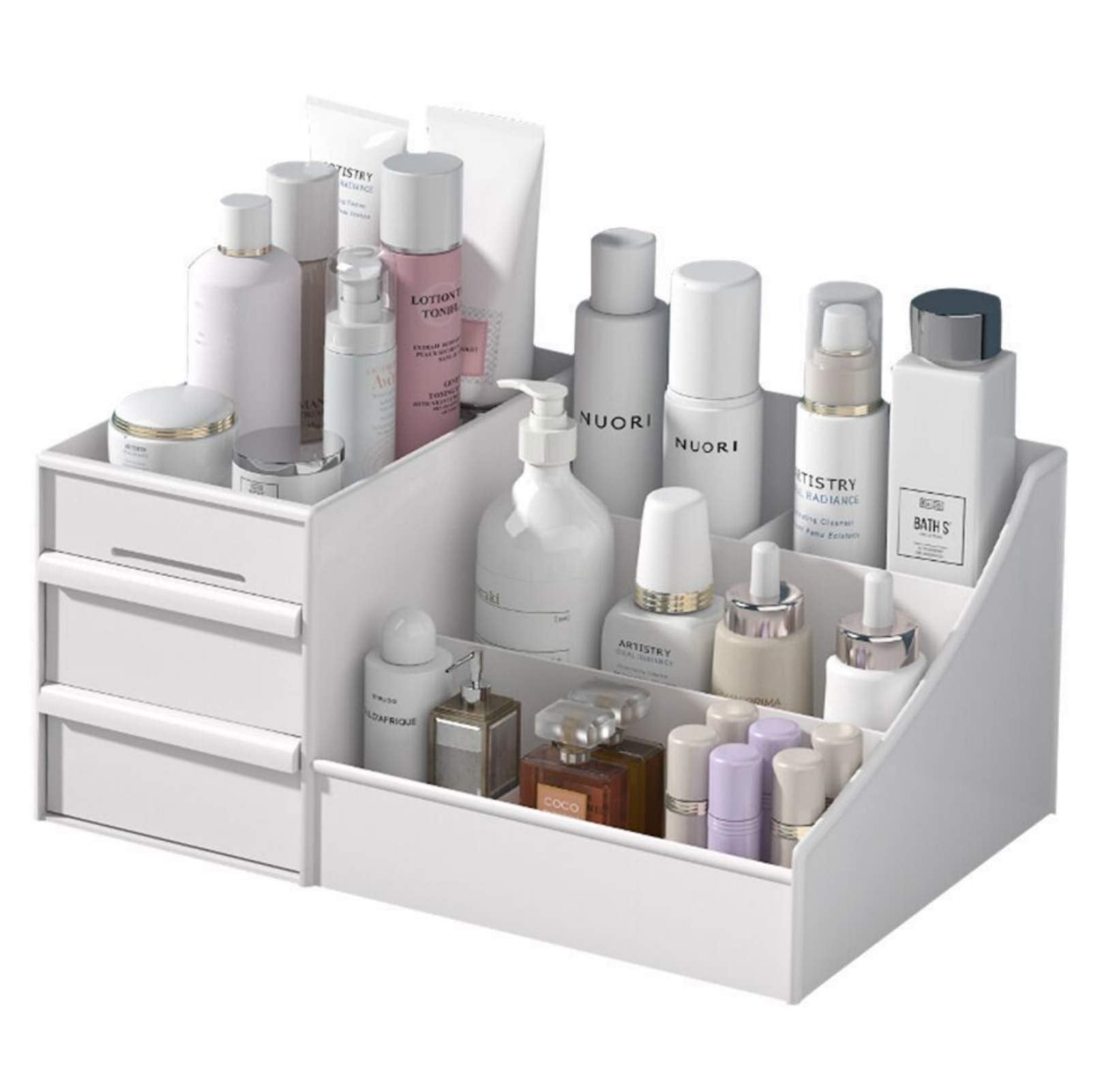 Simbuy Makeup Organizer With Drawers - Countertop Organizer for Cosmetics, Vanity Holder for Lipstick, Brushes, Lotions, Eyeshad
