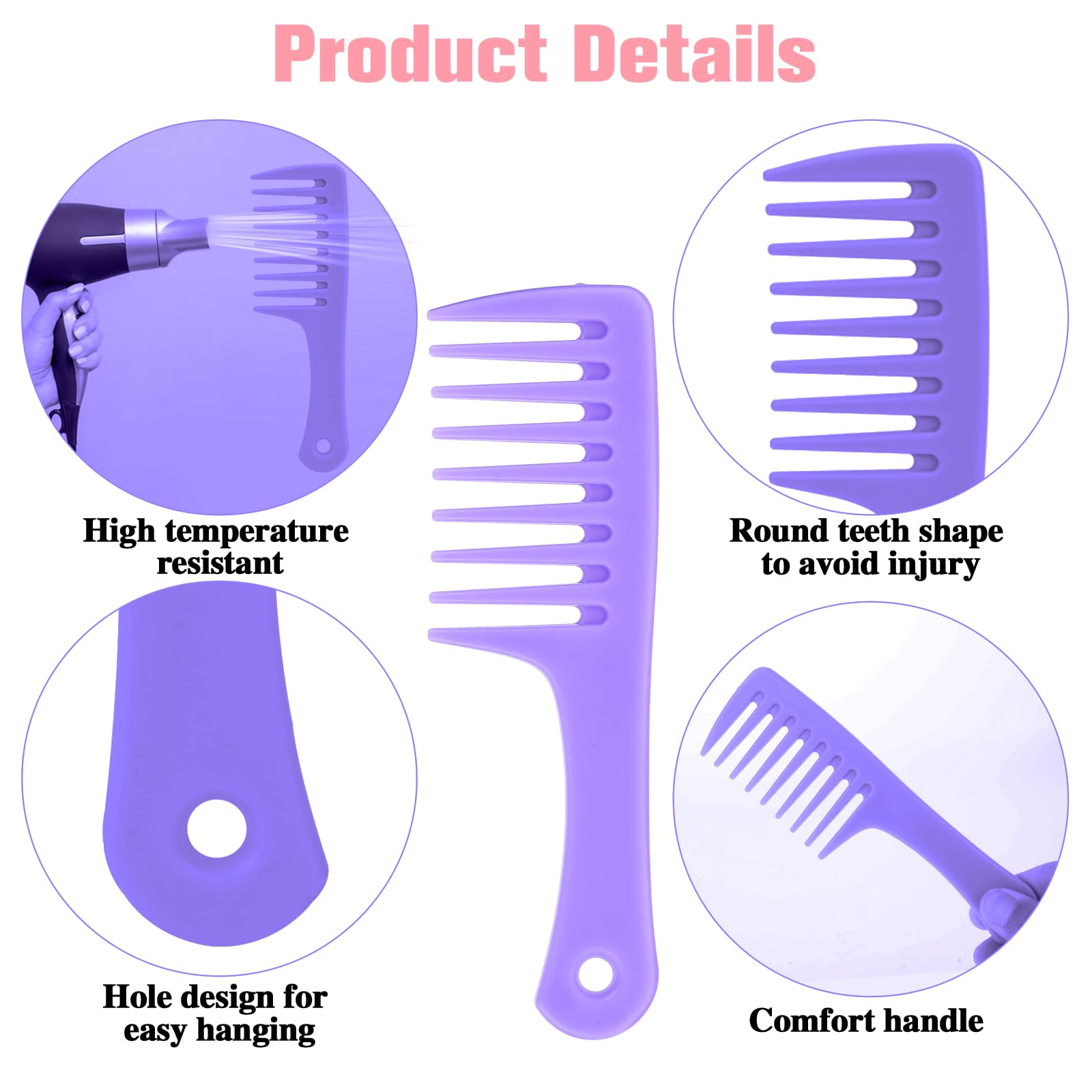 Mini Hair Combs For Women, 2 Pack Small Wide Tooth Comb Portable Travel Detangling Comb Anti-Static Curl Comb Shower Comb No Tan