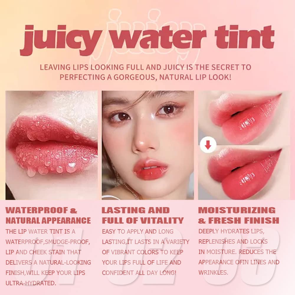 6 Colors Lip Tint Stain Set,Korean Lip Gloss Lip Tint Stain Plumping Mini Liquid Lipstick,Multi-Use Lip And Cheek Tint,Long Last