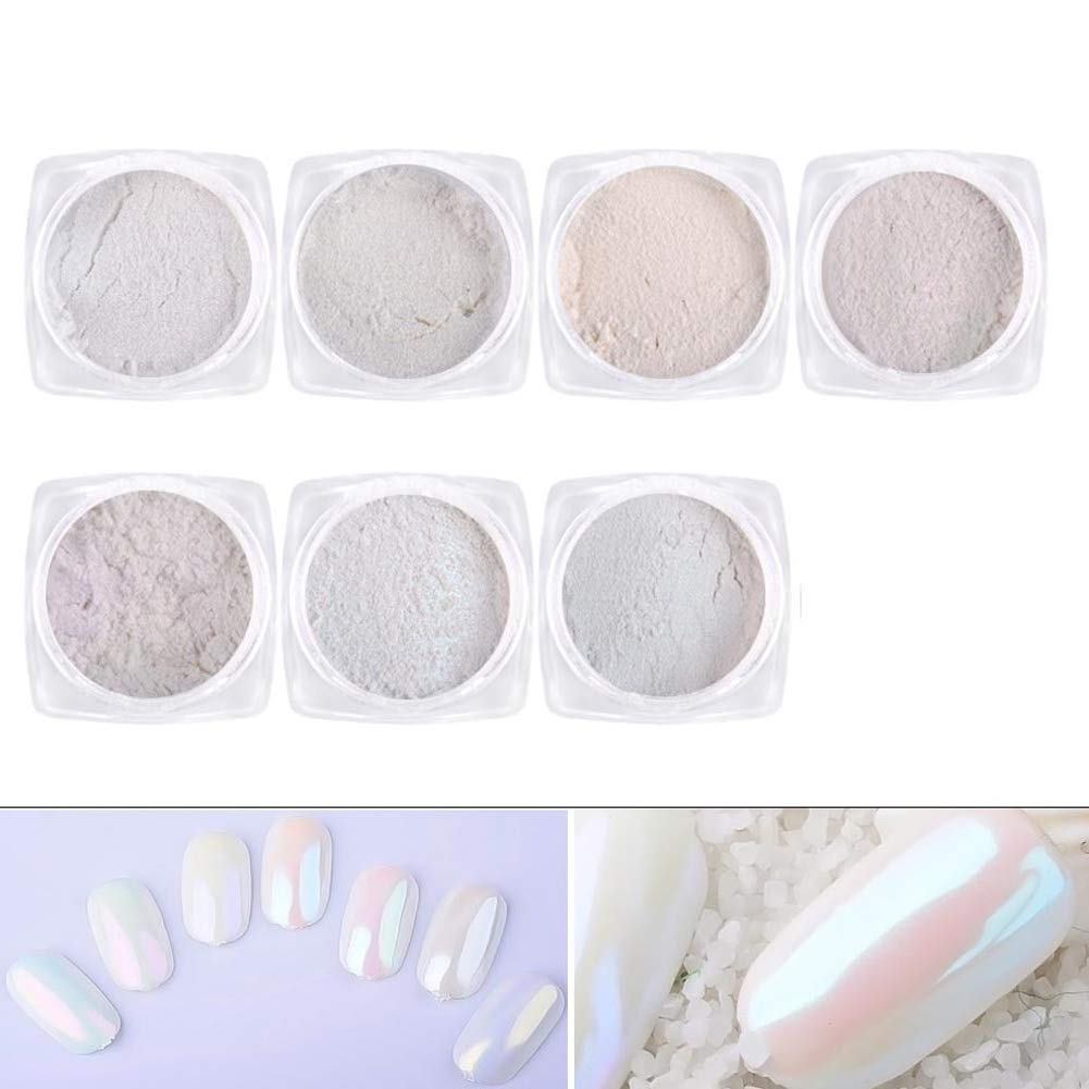 7Color Chrome Nail Powder Nail Glitter Laser Pigment Dust With Sponges Nail Art Chrome Pigment Rose Gold Silver Nail Sequins Diy