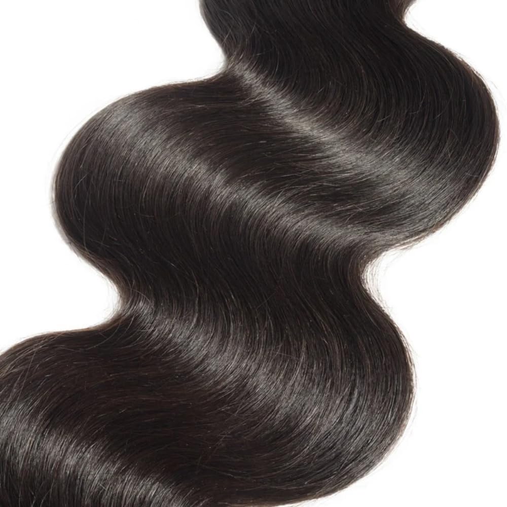 Body Wave Human Hair Bundles - Brazilian 2 Bundles for Black Women, 20 22 Inch, 10A Grade 100% Unprocessed Extensions, Natural B