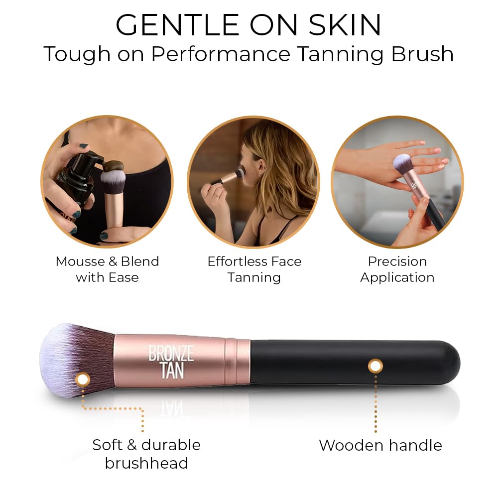 Bronze Tan Self Tanning Brush For Face And Kabuki Self Tanner Brush For Sunless Tanner - Self Tan Applicator For Face - Self Tan