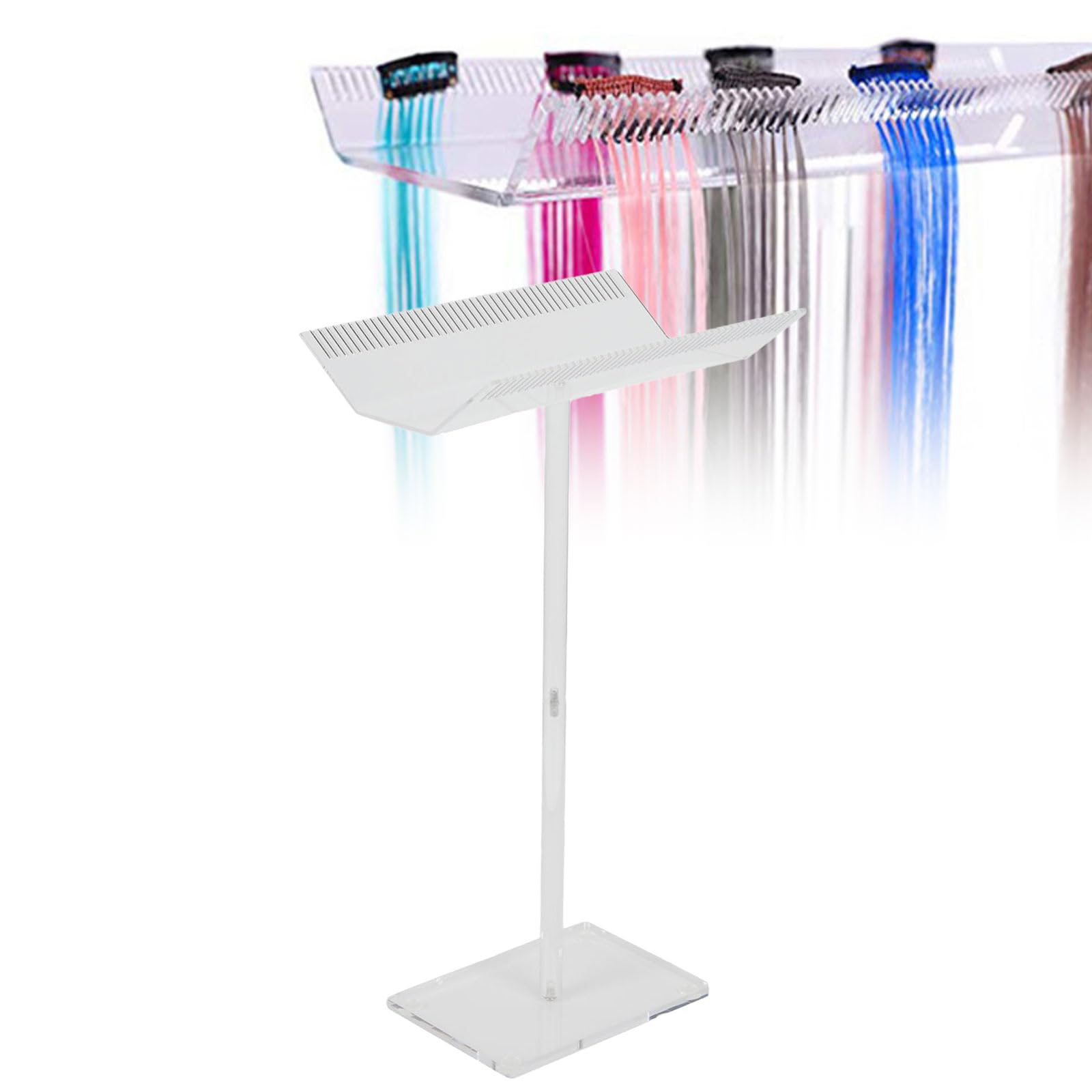 Zetiling Acrylic Hair Extension Holder Double Sided Transparent Hair Rack Stand for Wigs, Adjustable Height Braiding Hair Separa