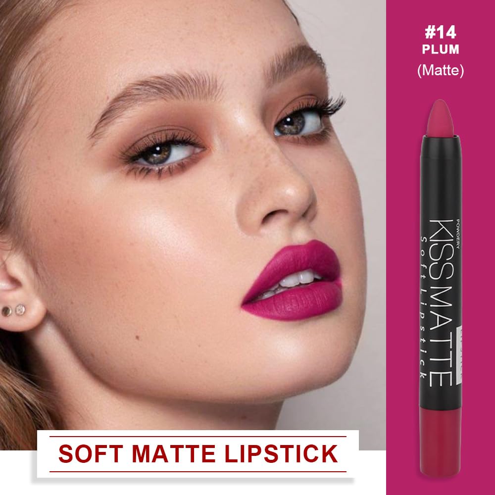 Evpct Dnm 1Pcs Plum Purple Matte Lipstick And Lip Crayon Liner Pencil Pen Set For Women Lip Stain Long Lasting Waterproof Labial
