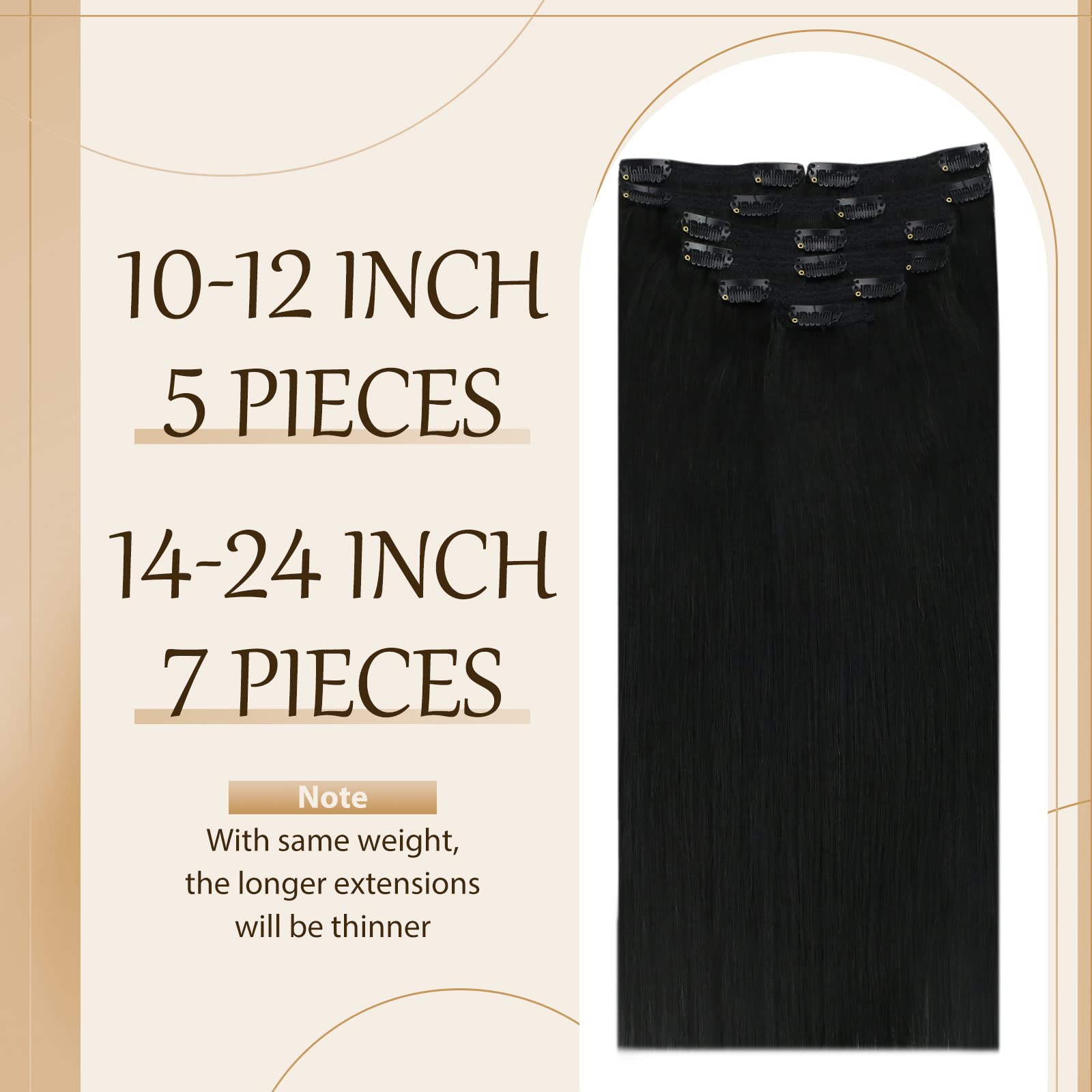 Sunny Black Clip In Hair Extensions Real Human Hair Double Weft Hair Extensions Clip Ins Straight Clip In Real Human Hair Extens