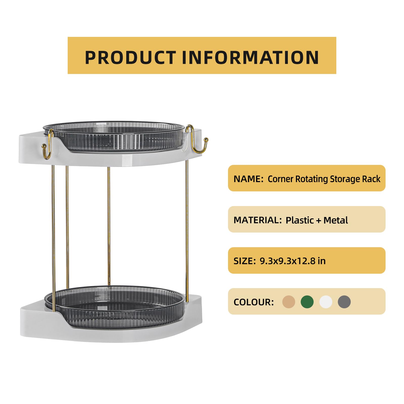 Corner Makeup Organizer, Luxury Rotating Counter Storage Tray,Skincare Organizers Countertop, High Capacity 2 Tiers Lazy Susan F