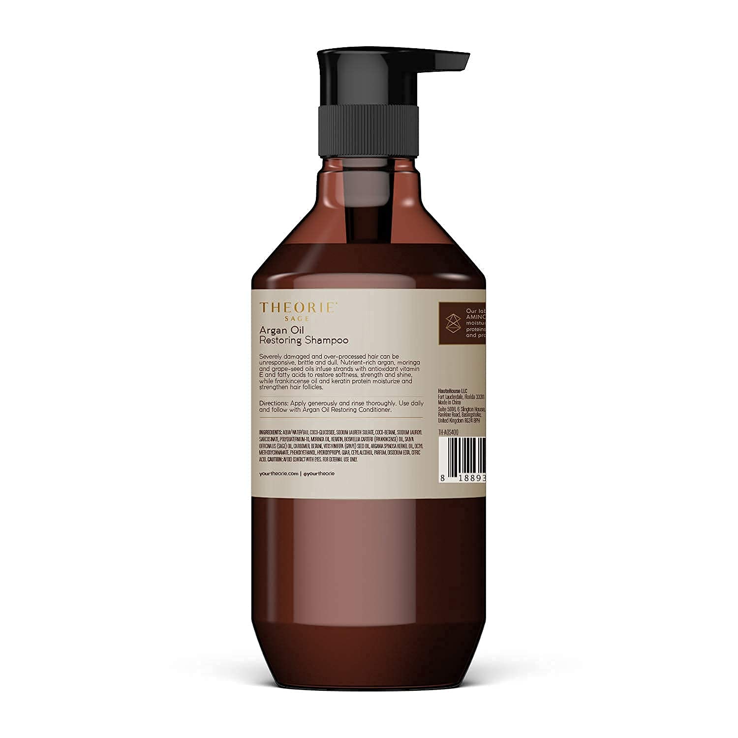 Theorie Argan Oil Restoring Shampoo - Rejuvenate & Moisturize - Sulfate Free - Suited For All Hair Types - Safe For Color & Kera