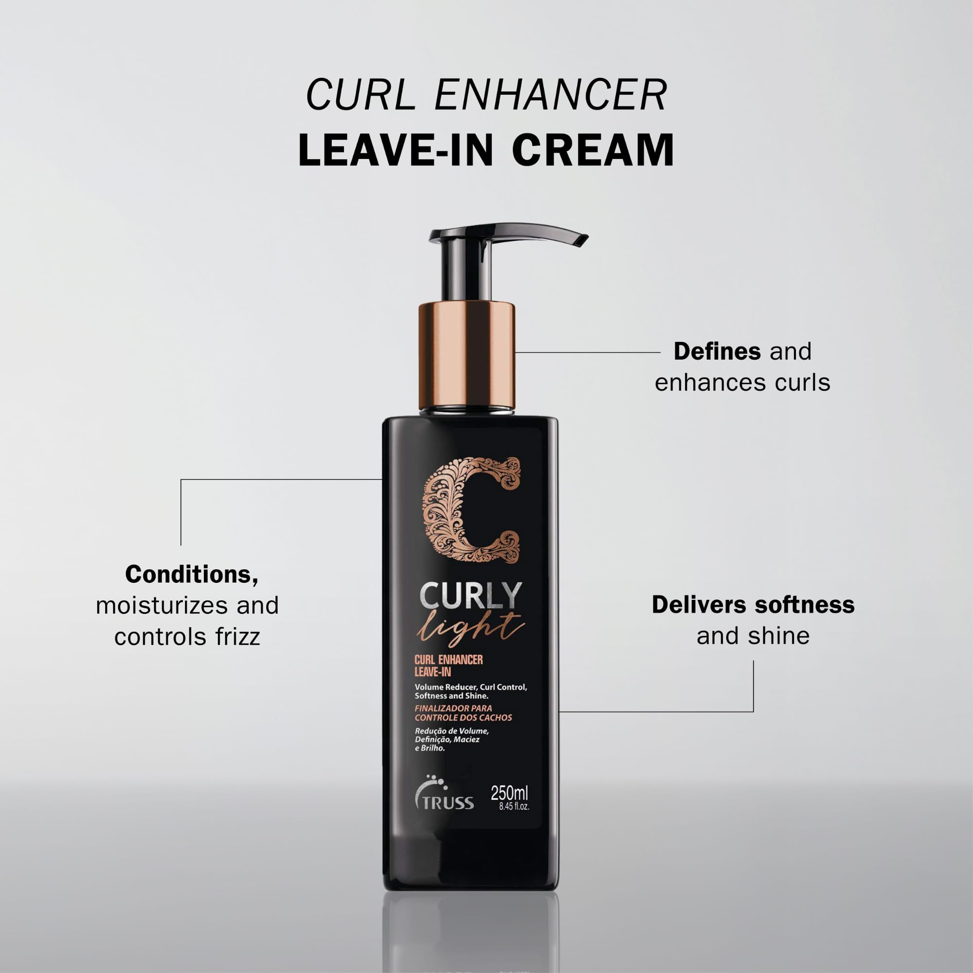 Truss Leave-in Cream for Curly Light Hair - Define and Intensify Curls, Moisturize Wavy and Textured Hair with Matte Finish