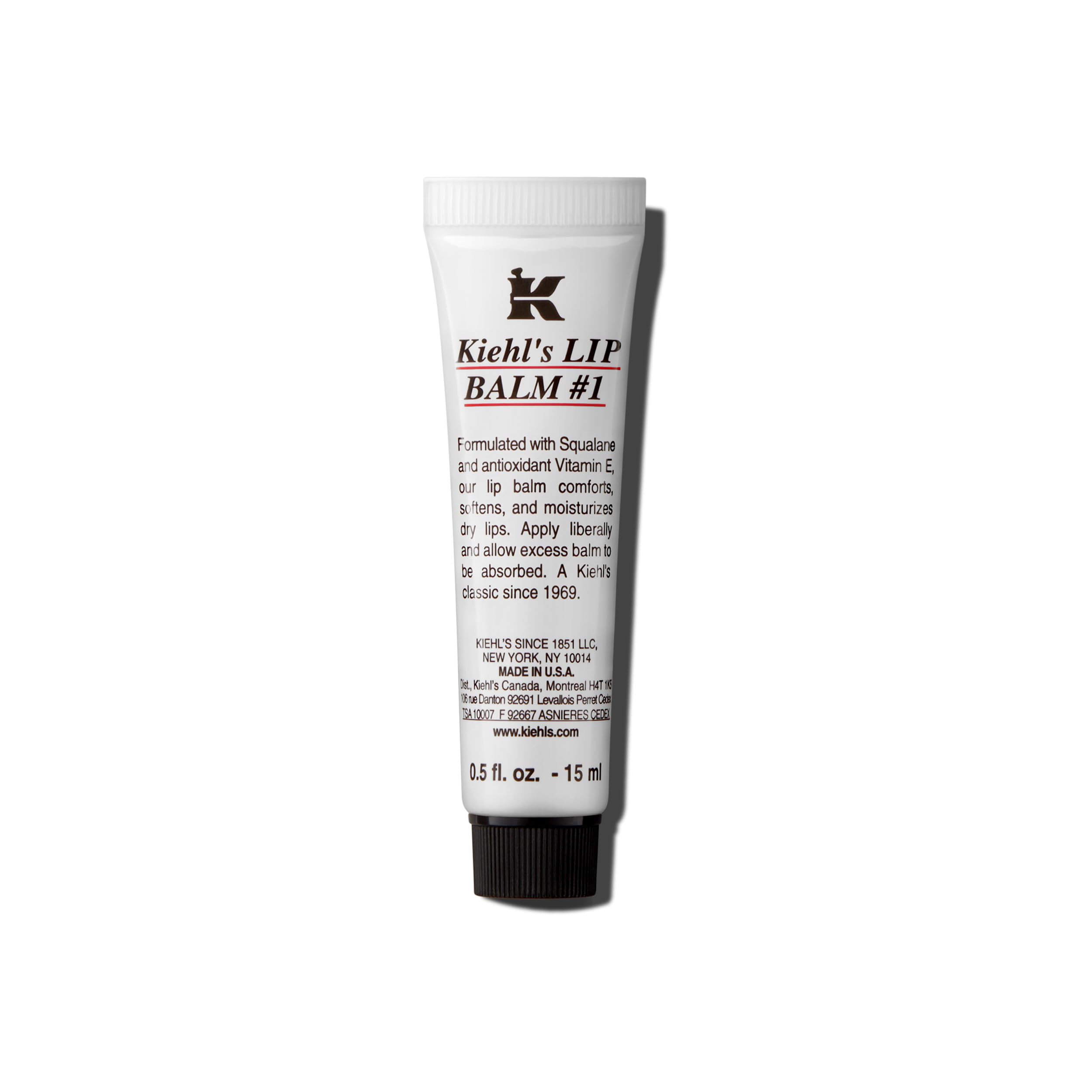 Kiehl's Lip Balm #1, Moisturizing Treatment with Squalane & Aloe Vera, 0.5 fl oz, Paraben-free & Unscented