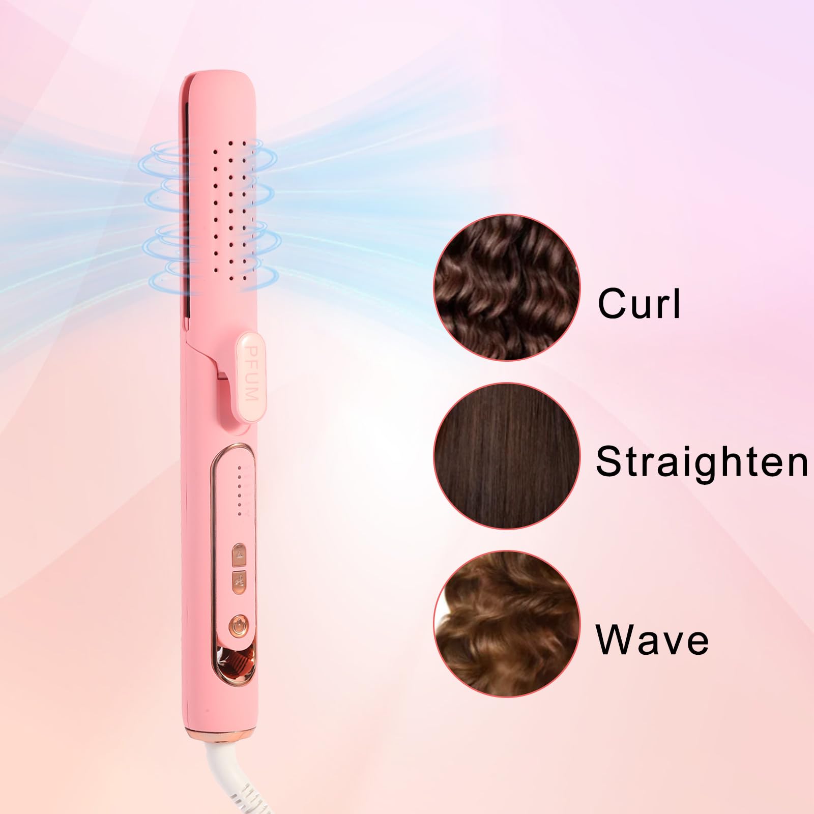 Pro 360 Airflow Hair Straightener And Curling Iron 2-In-1- Titanium Flat Iron Hair Curler For Long-Lasting Curls And Straight St