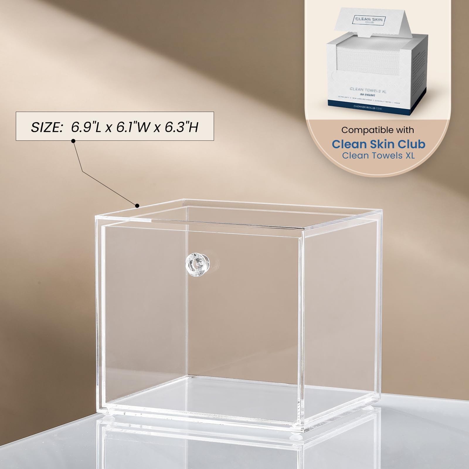 Disposable Face Towel Container Box Compatible With Clean Skin Club Clean Towel Xl, Acrylictowel Storage Bin With Drawer, Makeup