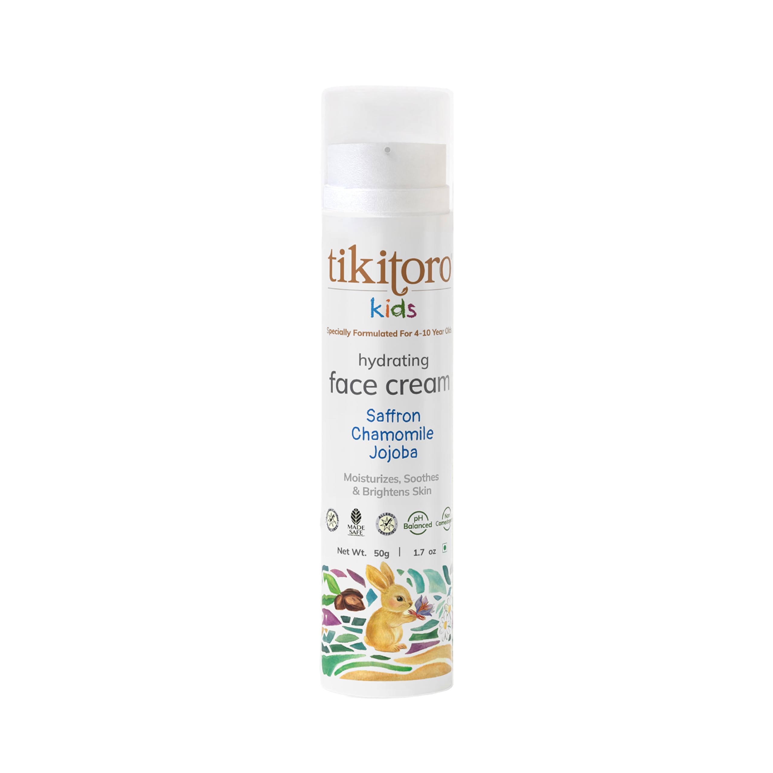 Tikitoro Kids Hydrating Face Cream With Saffron, Chamomile & Jojoba Oil | Lightweight Face Moisturizer For All Skin Types | Non-