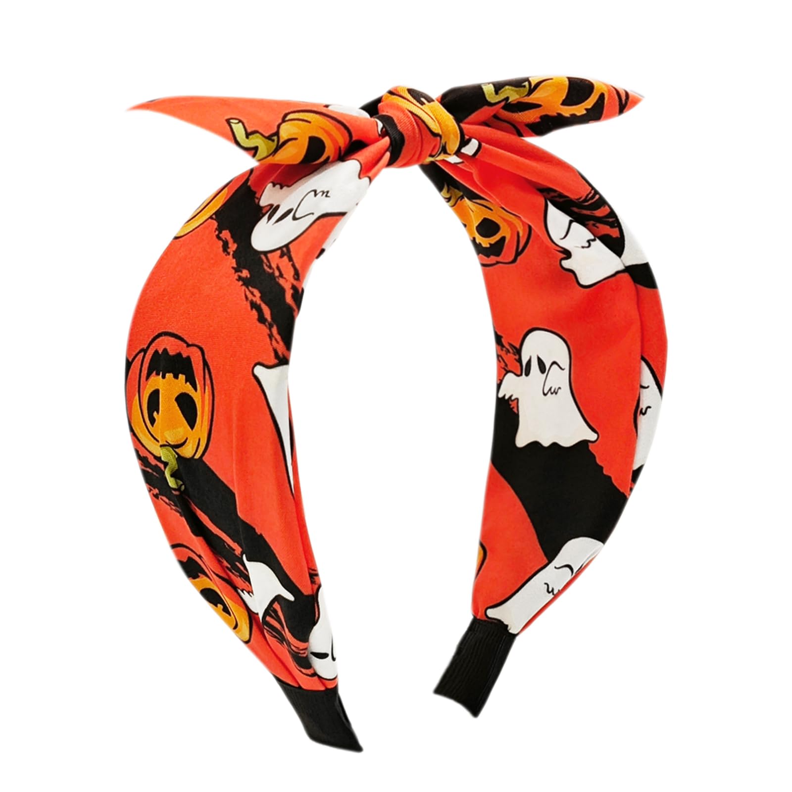 Halloween Ghost Headbands for Women Knotted Bow Headband Orange Pumpkin Hairbands Large Stretchability Hair Hoops Halloween Part