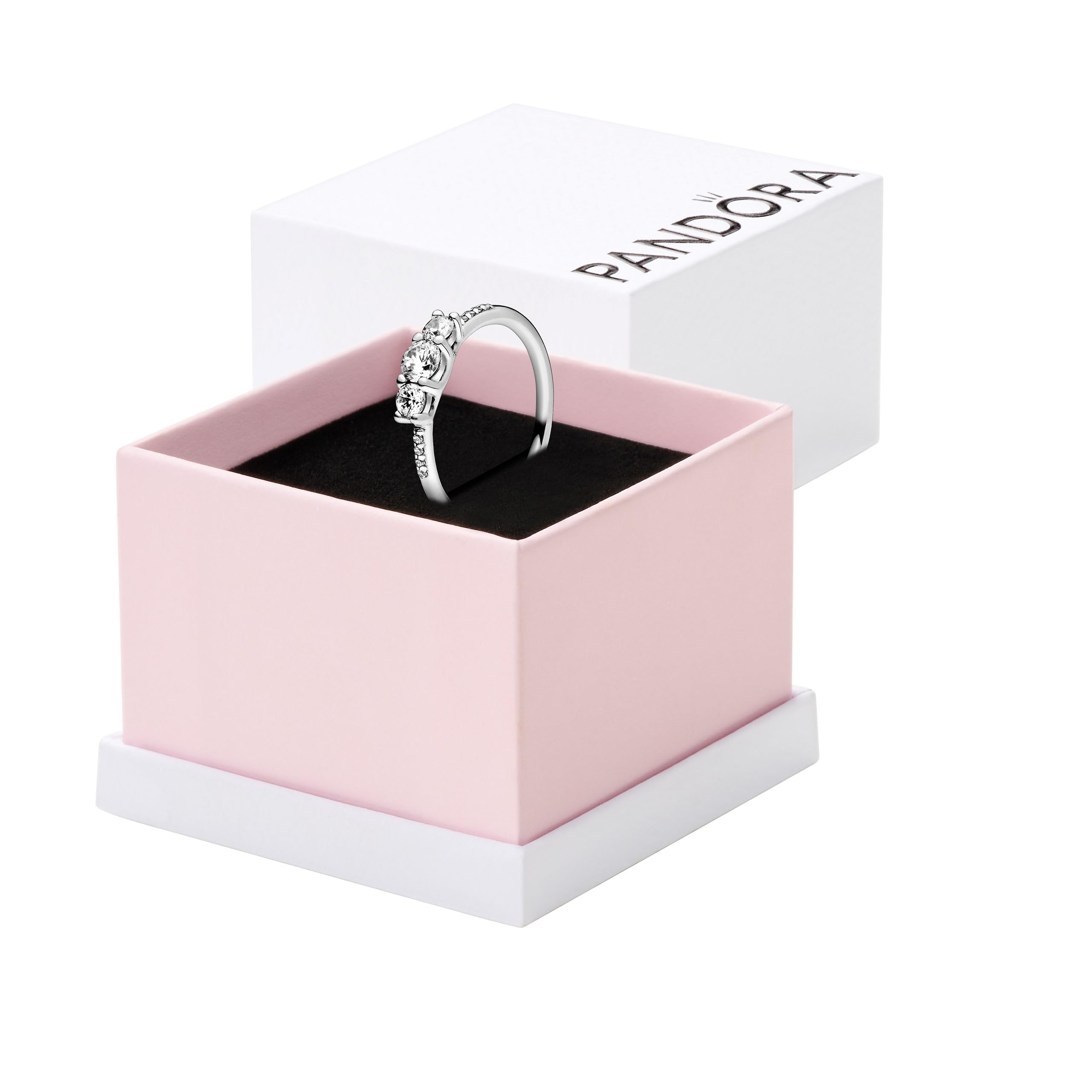 Pandora Clear Three-Stone Ring - Sterling Silver Ring for Women - Layering or Stackable Ring - Gift for Her - Sterling Silver wi