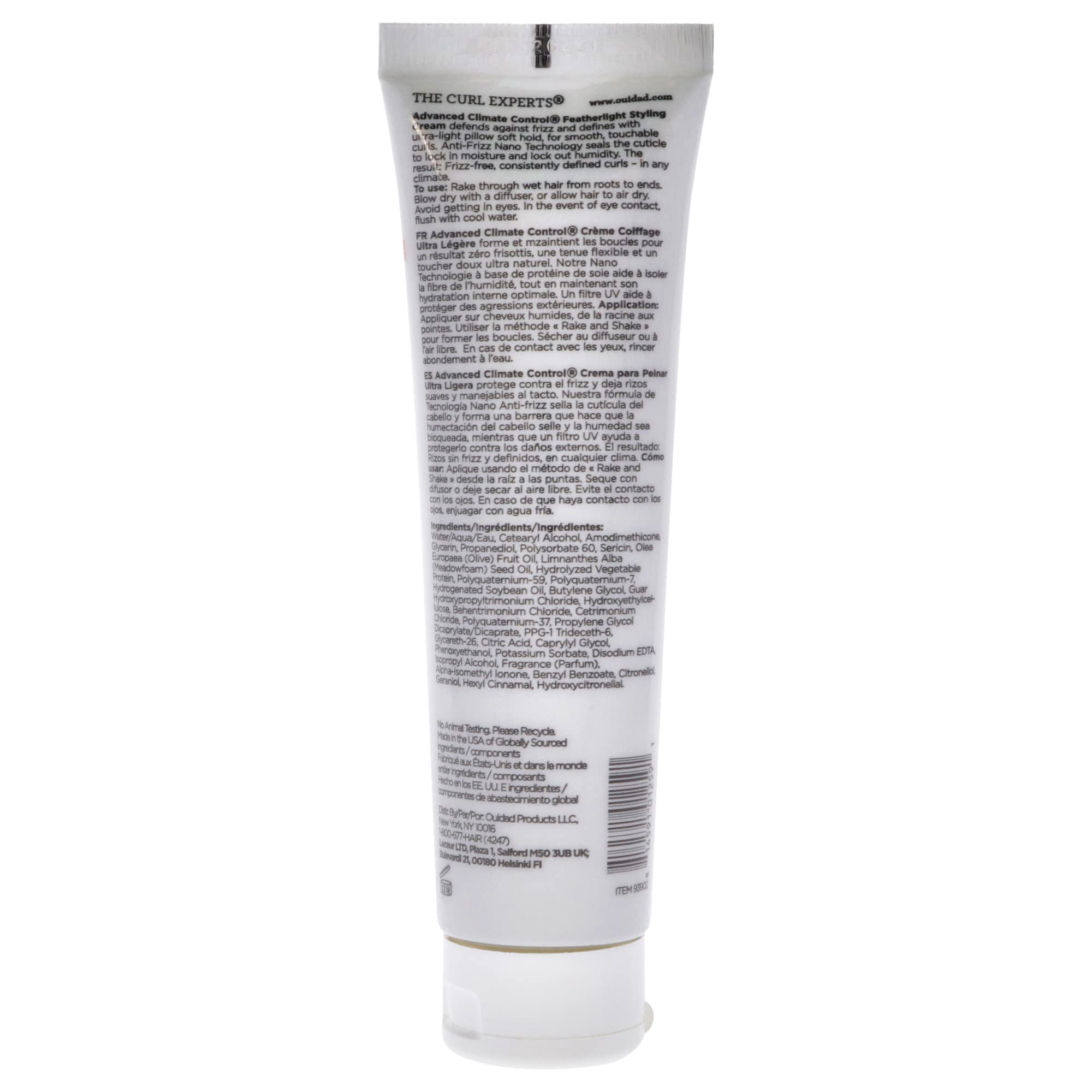 Ouidad Advanced Climate Control Styling Cream, 2 Fl Oz, Featherlight Curl Cream For Curly Hair, Shiny, Hydrated & Frizz-Free Cur