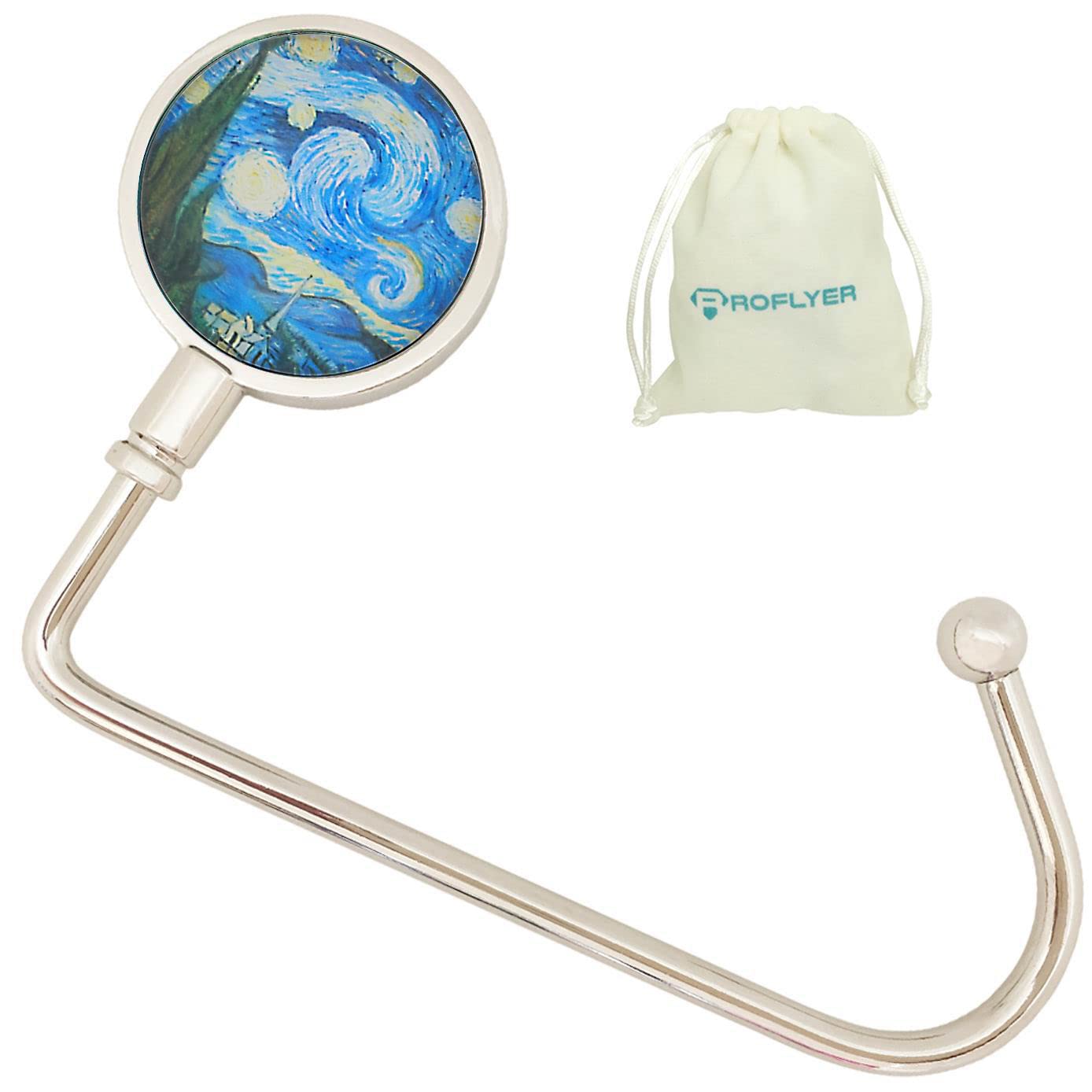 ROFLYER Purse Hook Hanger for Table Bar Handbag Hanger Safer Cleaner Bag Table Hanger with Velvet Pouch (Starry Night)