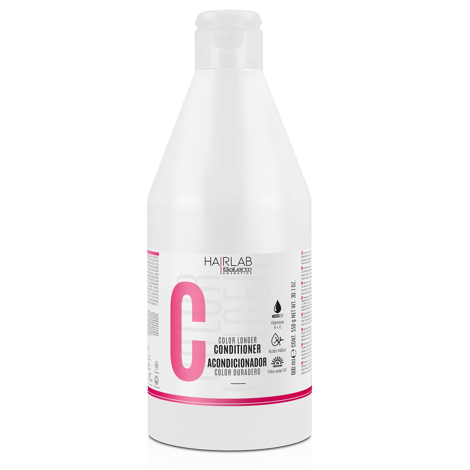 SALERM - Dyed Hair Conditioner - Color Longer Hair Lab - 600 ml - with Provitamin B5 and Vitamins A and E - Seals and Maintains 