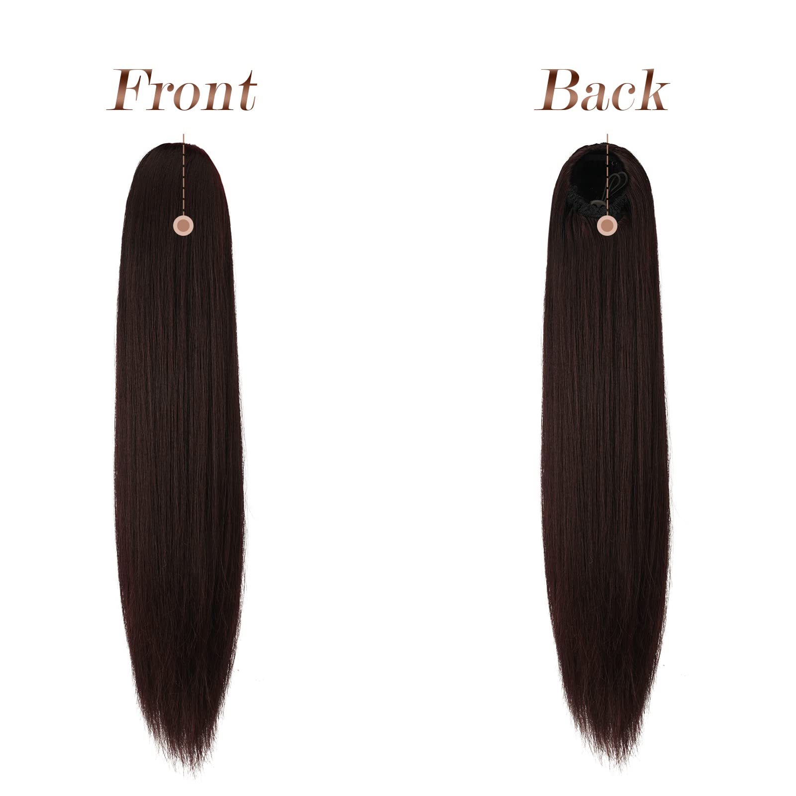 Feshfen Ponytail Extensions Long Straight Drawstring Ponytails Natural Synthetic Hairpiece Clip In Ponytails Hairpieces For Wome