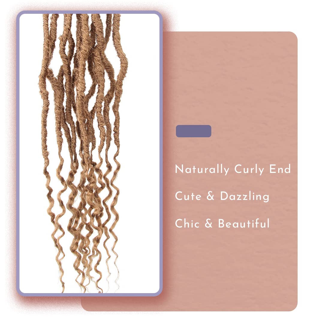 BOHOBABE 14 Inch New Faux Locs With Curly End 6 Packs Soft Locs Crochet Hair Short Natural Crochet Braids (6Packs,27#)