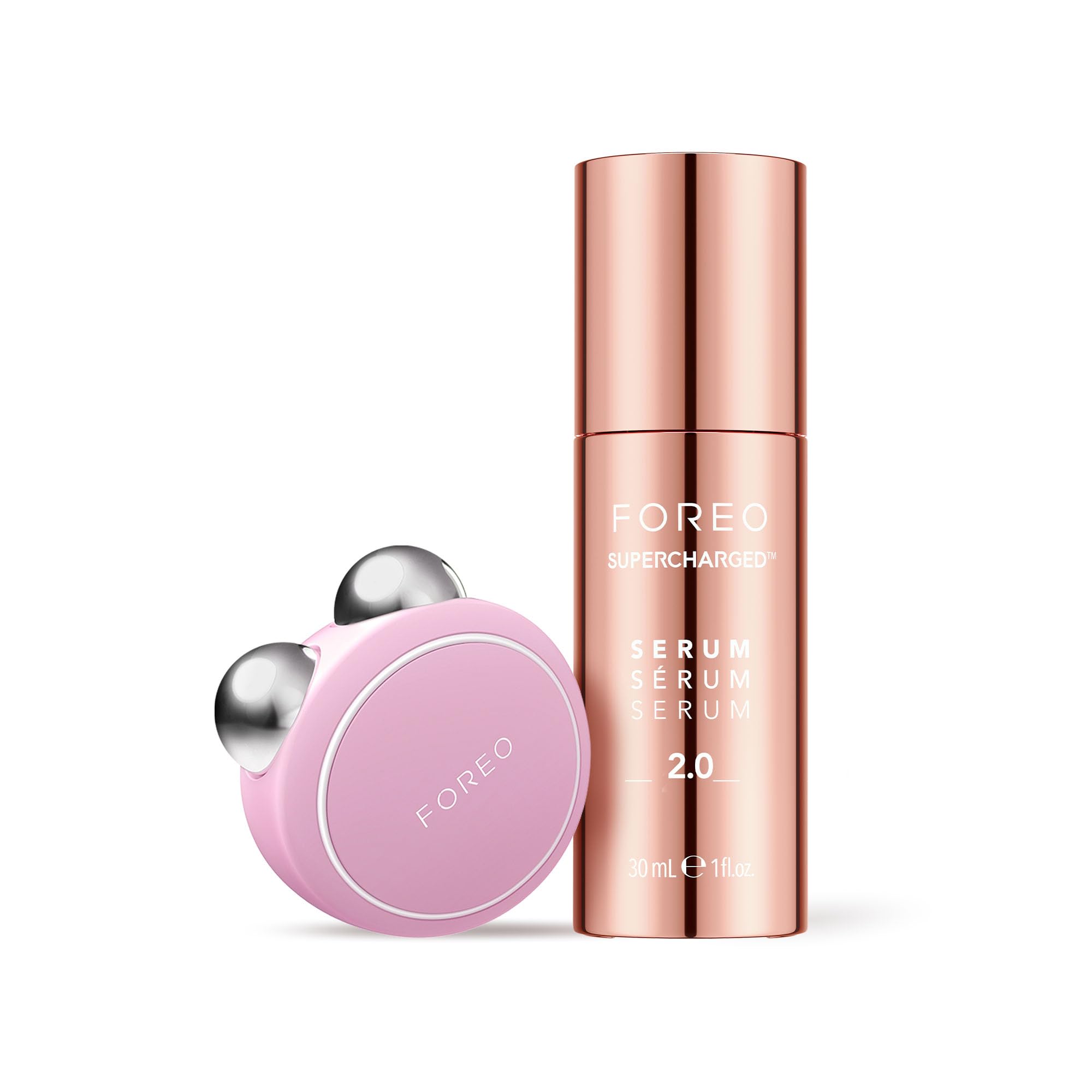 FOREO BEAR mini + Serum Serum Serum 2.0 1 oz Anti aging Starter Kit- Microcurrent Facial Device - Instant Face Lift - Double Chi