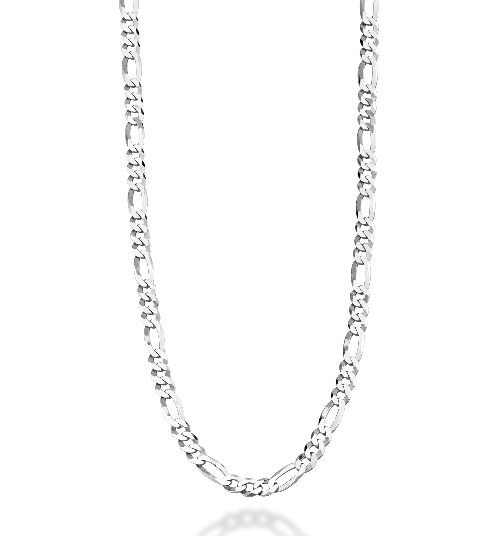 Miabella 925 Sterling Silver Italian 5mm Diamond-Cut Figaro Link Chain Necklace for Women Men, Made in Italy (18 Inches ((women'