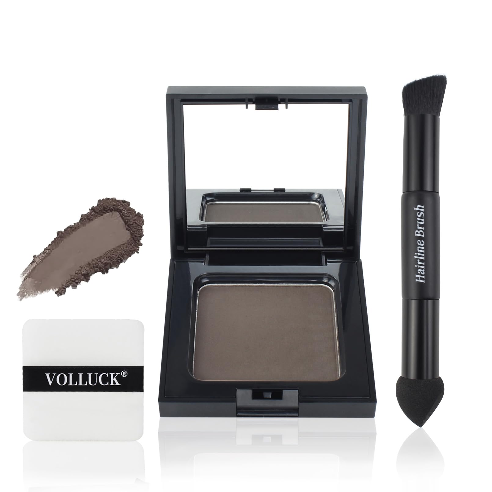 VOLLUCK Root Touch up Powder, Long-lasting Gray Hair Cover up Powder for All Hair Types, Waterproof for Women and Men (Medium-Br