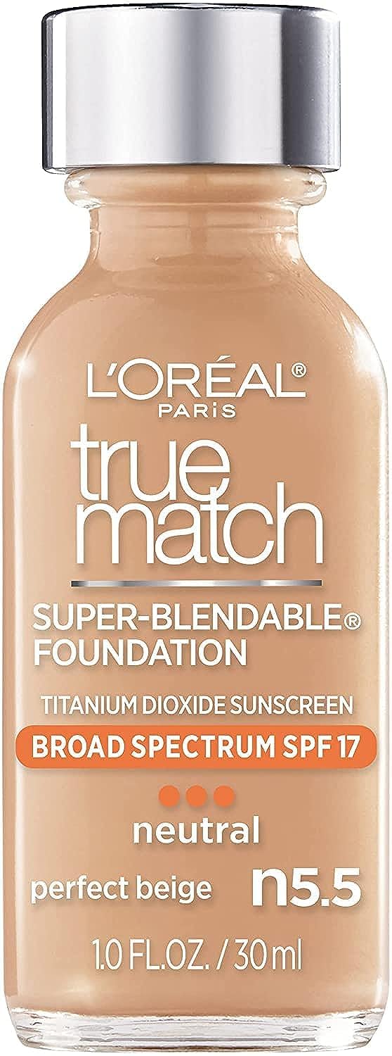 L'Oreal Paris Makeup True Match Super-Blendable Liquid Foundation, Perfect Beige N5.5, 1 Fl Oz,1 Count