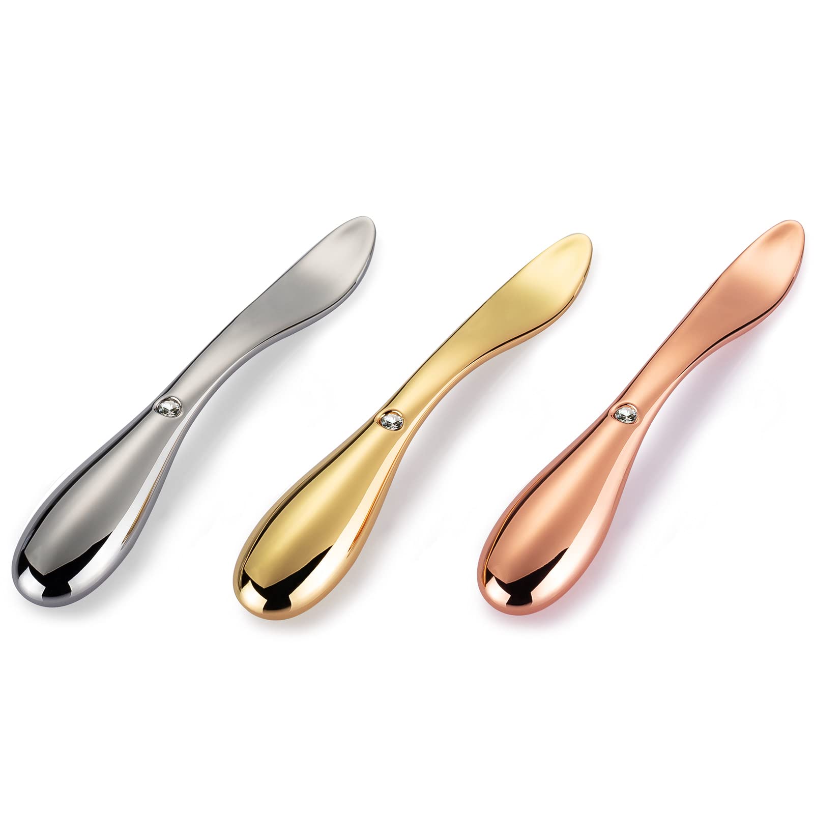 Tekson 3PCS Eye Roller Cream, Face Massage Applicator Tool, Metal Facial Massager for Moisturizer Wand Stick (Zinc Alloy) (2 in 