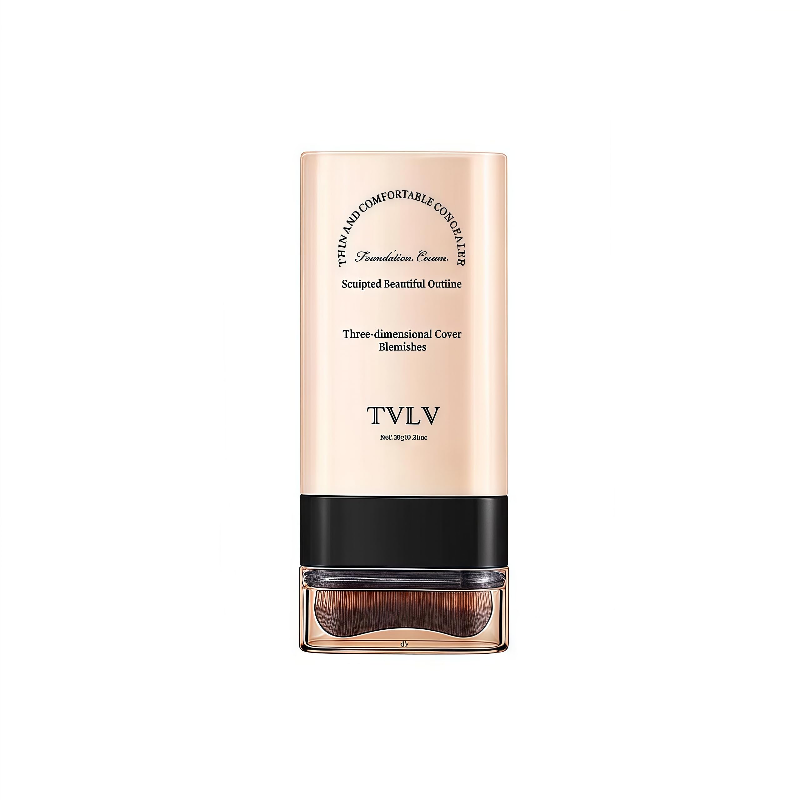 TVLV Foundation Cream with Builtin Brush, ThreeDimensional Coverage, NaturalLooking Finish, Medium Coverage, 0.71oz/20g, 03 W