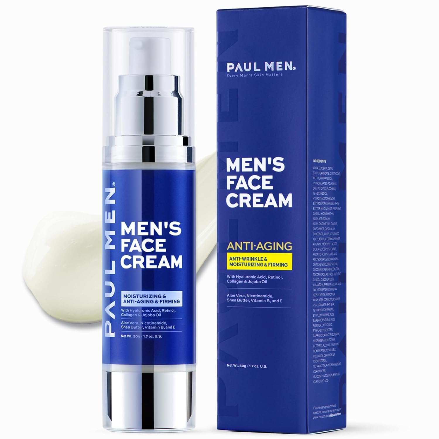 Enaskin Naturals Mens AntiAging Face Moisturizer Cream: 7in1 Ultra Hydration for Deep Wrinkle Repair & Tightening  Vitamin 