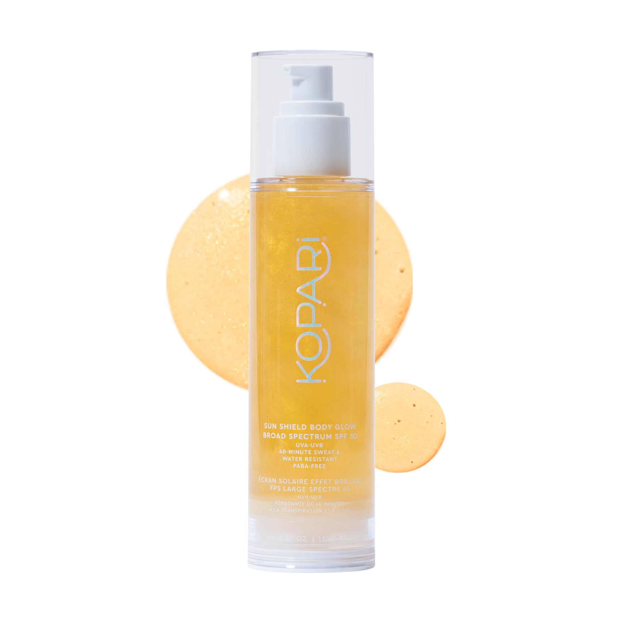 Kopari Sun Shield Body Glow | Spf 50 Uv Protection Sheer Sunscreen Gold Shimmer Mica | Sweat And Water Resistant | Antioxidant V