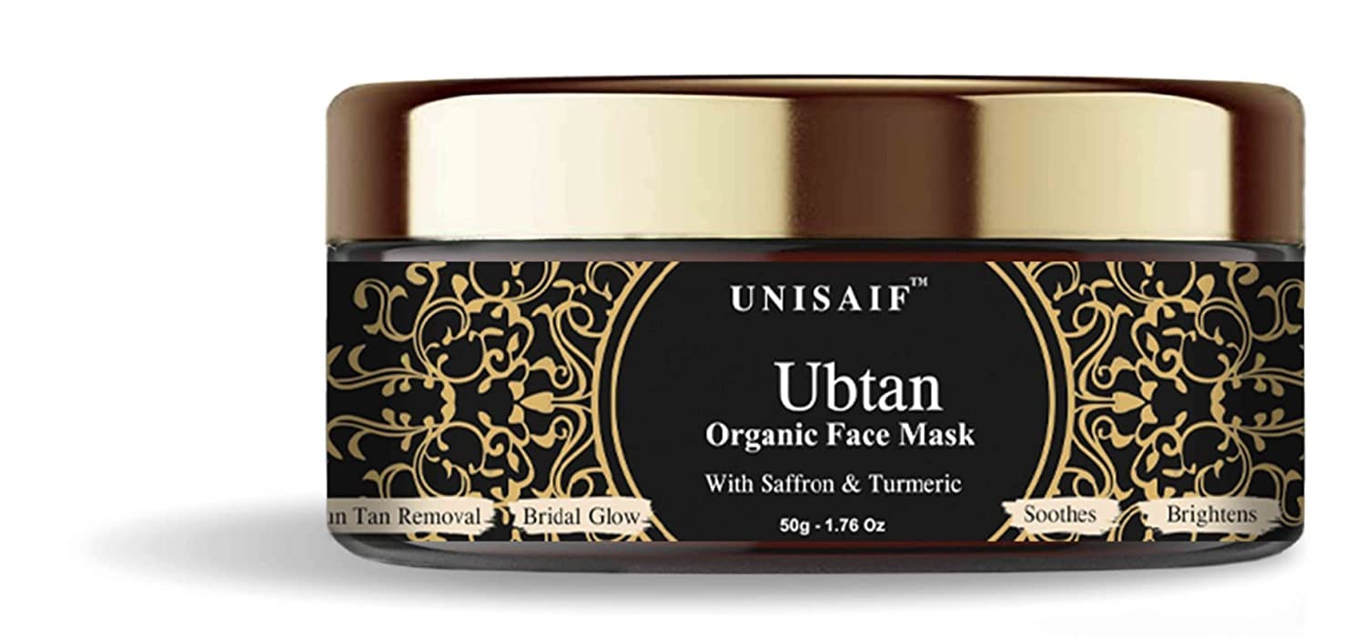 Unisaif Ubtan Organic Turmeric Face Mask | Hydrating & Brightening Facial Masks | Skin Care Saffron & Turmeric Clay Mask for Por