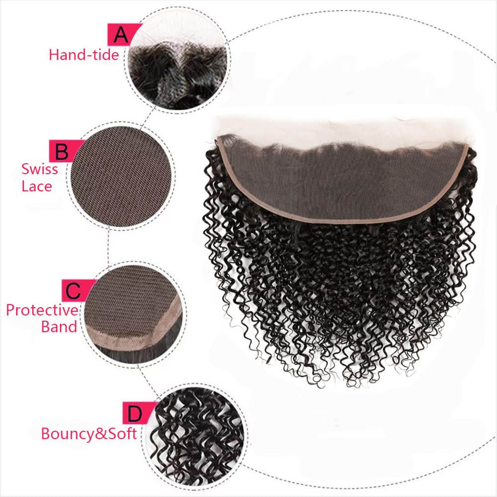 13X4 Lace Frontal Closure Kinky Curly Lace Frontal Closure 14 Inch Unprocessed Brazilian Virgin Hair Hd Lace Closure Ear To Ear
