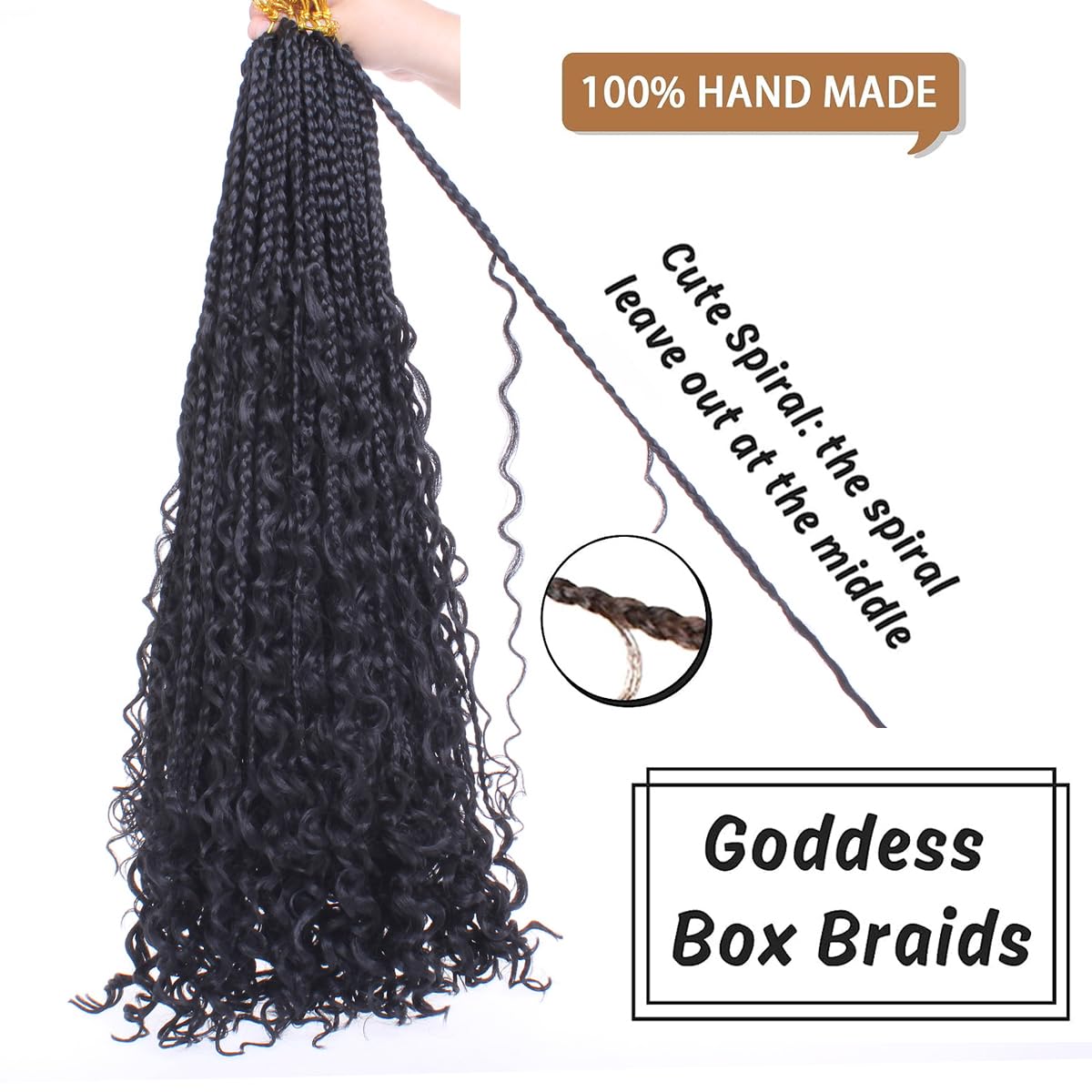 Cookoo 22 Inch Goddess Box Braids Crochet Hair For Women 8 Packs Synthetic Hippie Pre Looped Bohemian Boho Box Braids With Curly