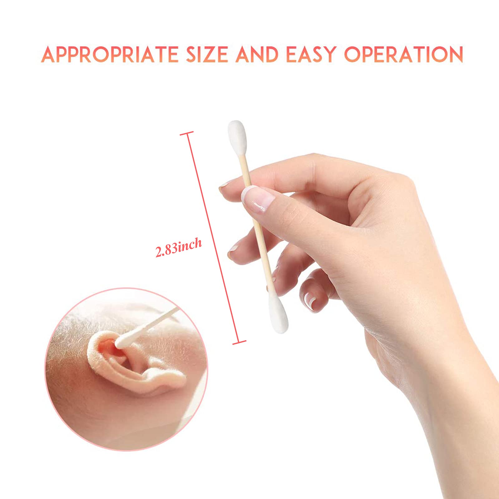Cotton Swabs, Wooden Cotton Sticks for Ear, 2000ct(20 Pack), 100% Cotton, Double-Tipped Cotton Buds, Great for Makeup, Daily Cle