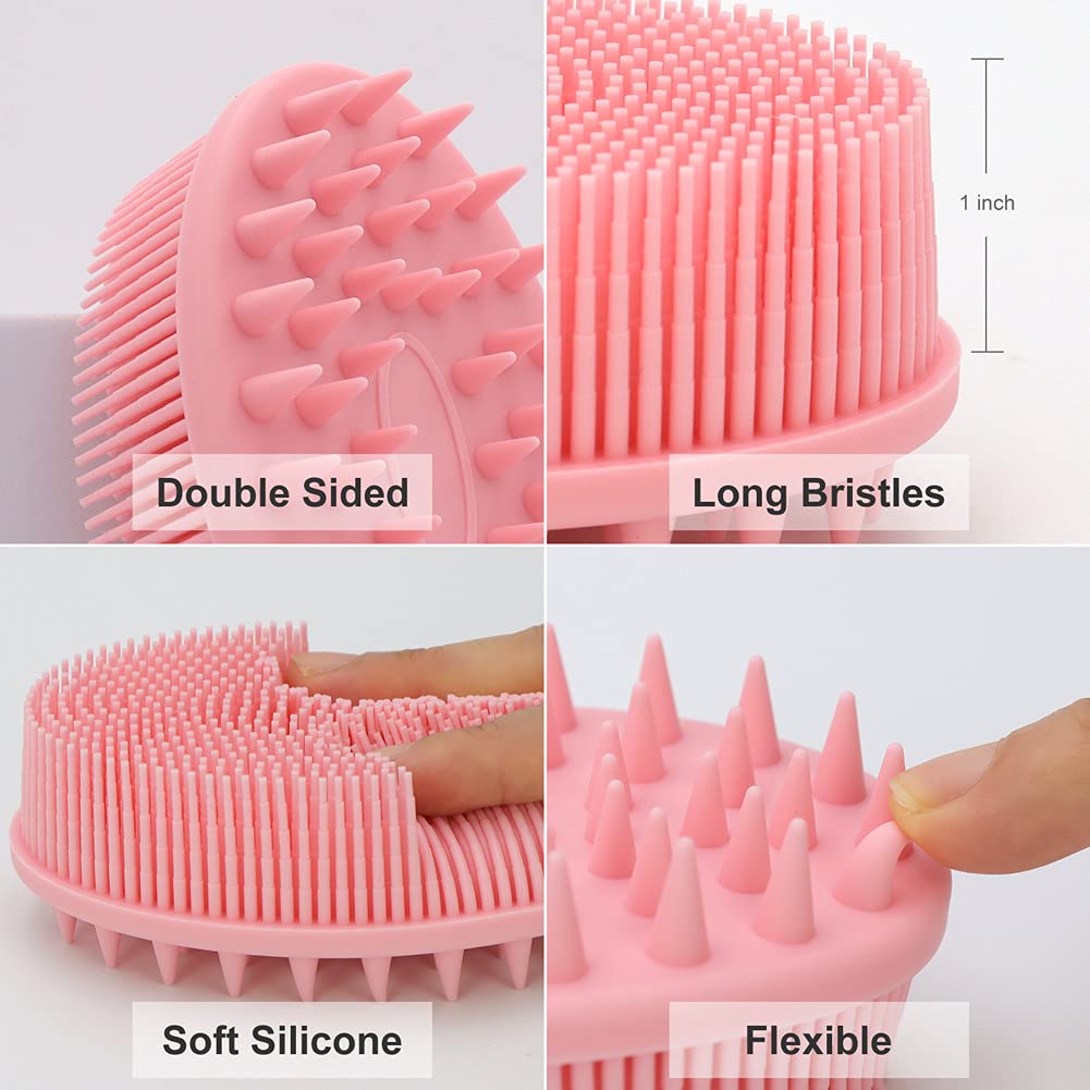 Upgrade 2 In 1 Bath And Shampoo Body Brush, Silicone Exfoliating Body Scrubber For Use In Shower, Premium Silicone Loofah, Head