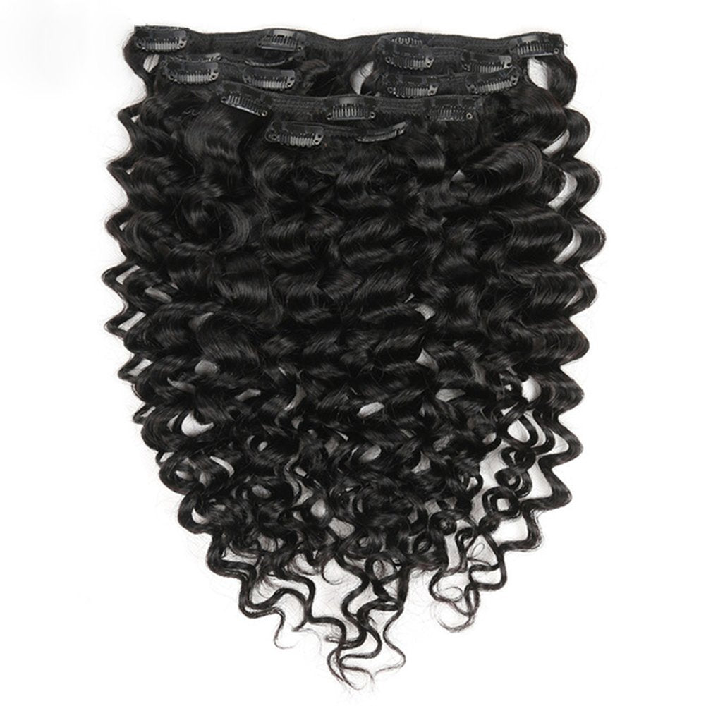 Lacer Curly Clip In Human Hair Extensions Jerry Curly 3B 3C Real Hair Clip In Extensions For Black Women Natural Black Color 100