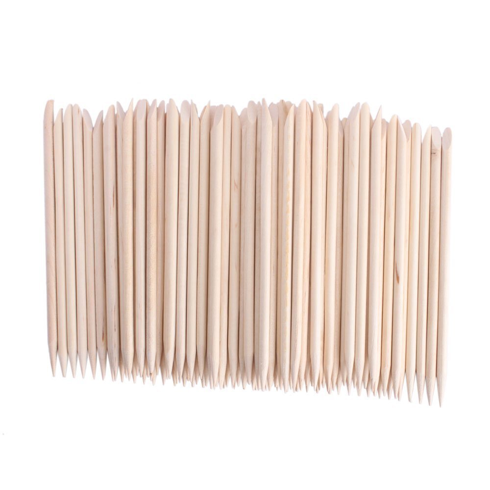 Beauticom Double Sided Cuticle Wood Stick Pusher Remover - Pointed End And Tapered Flat End - For Manicure And Pedicure Tools (1