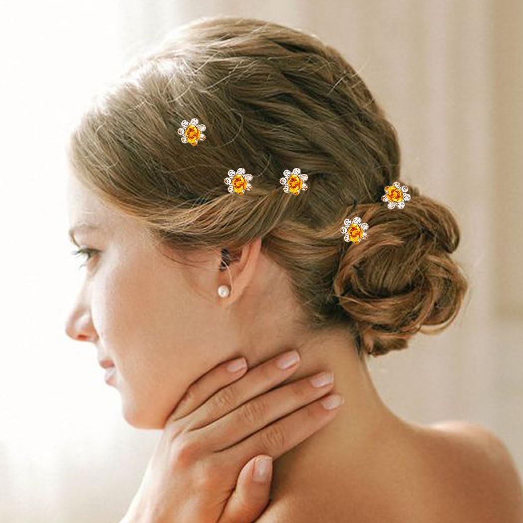 Bartosi Flower Bride Wedding Hair Clips Gold Flower Hair Pins Bridal Hair Pieces Hair Accessories for Women and Girls (Pack of 5