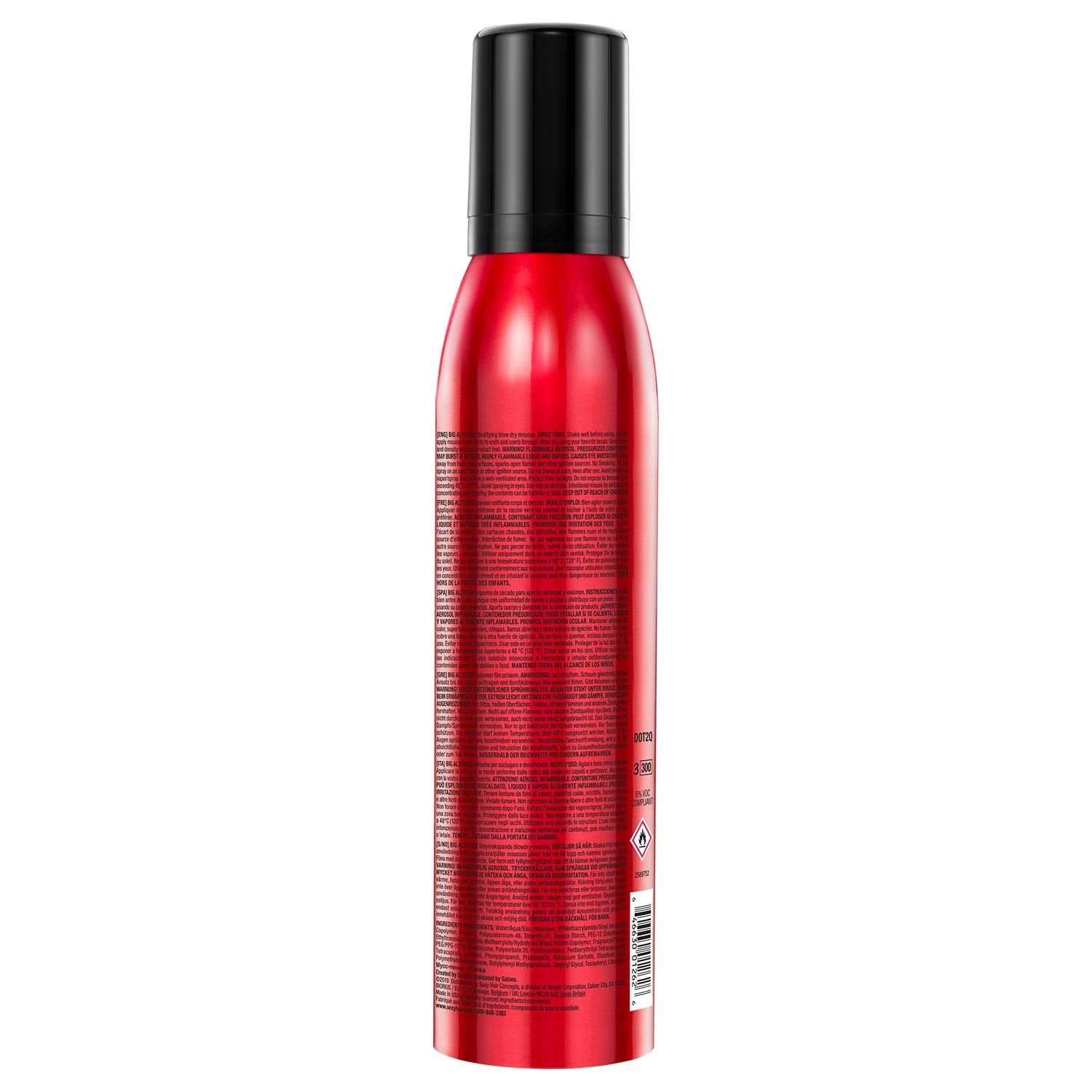 Sexyhair Big Altitude Bodifying Blow Dry Mousse, 6.8 Oz | Volume With Hold | Up To 72 Hours Humidity Resistance | Thermal Protec