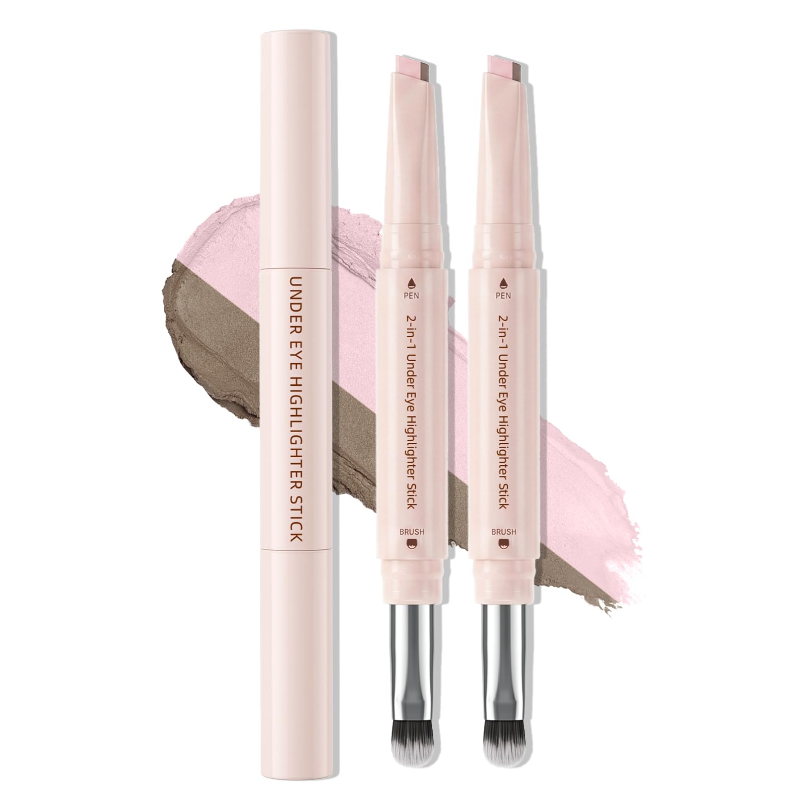 2PCS Double Head Under Eye Highlighter Pencil, 2 Color Cream Eyeliner Stick