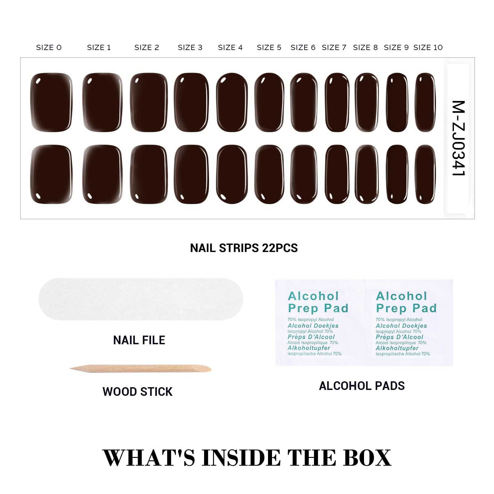 Melodysusie Qcoat Fully Cured Gel Nail Strips (Chocolate) - Uv Free Nail Polish Strips, Sun Cured Gel Nail Wraps, Salon-Quality,