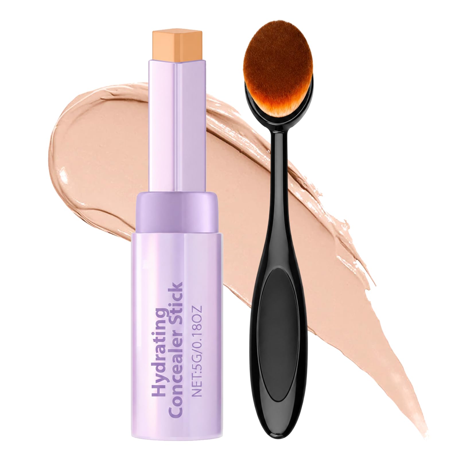 Concealer Stick with Brush,Full Coverage Cream Concealer for Under Eye and Face,Long Lasting Blendable Concealer with Applicator