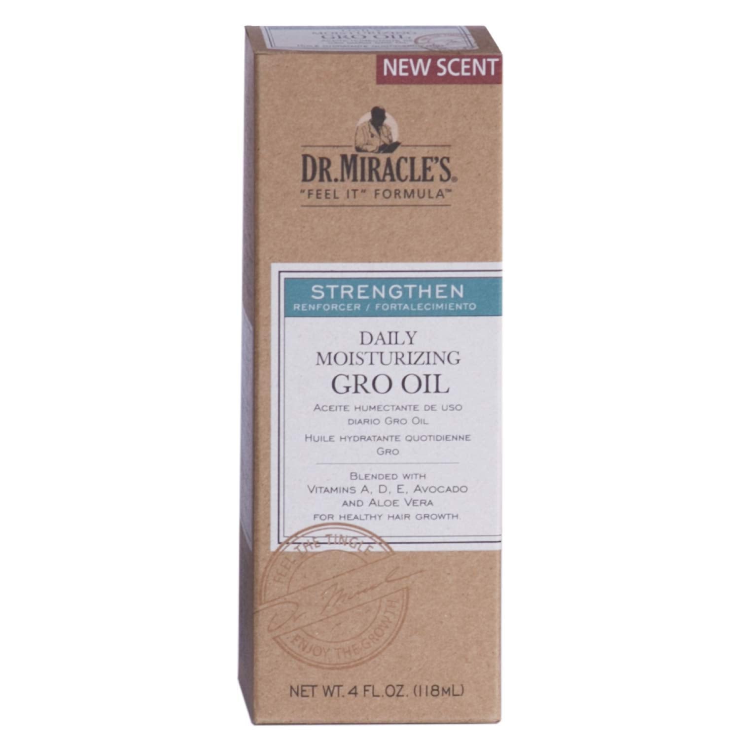 Dr. Miracle's Daily Moisturizing Gro Oil, 4 Fl Oz - Vitamins A, D, E, Avocado & Aloe Vera for Healthy Hair Growth
