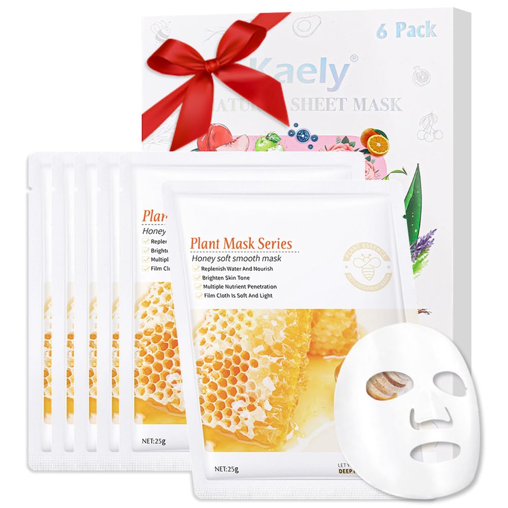 Amy'S Diary 6 Pcs Real Hydrating Nature Face Masks Skincare, Hyaluronic Acid, Vitamin C And E, Chamomile, Korean Beauty Essence