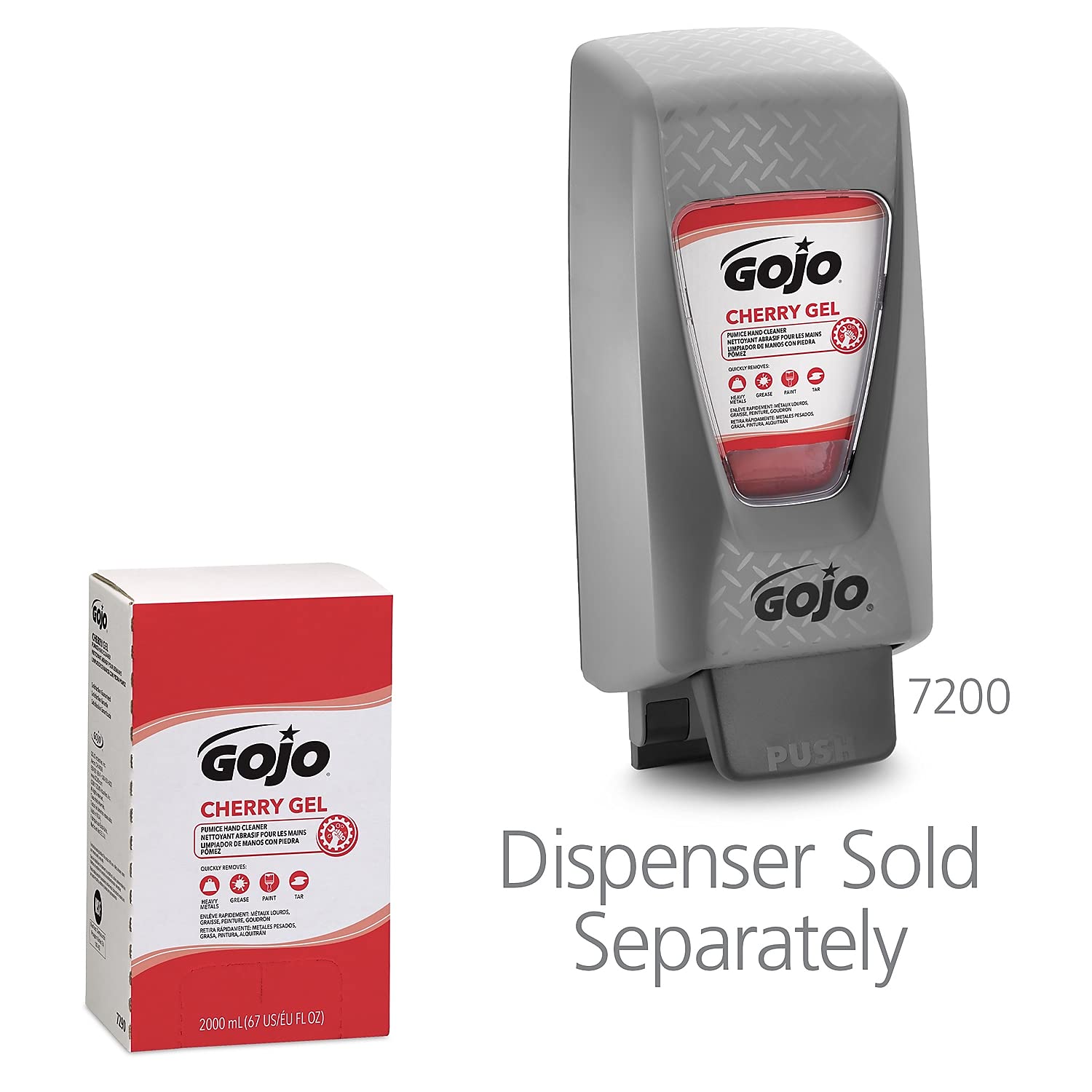GOJO Cherry Gel Pumice Hand Cleaner, Cherry Scent, 2000 mL Refill PRO TDX Dispenser (Pack of 4) - 7290-04